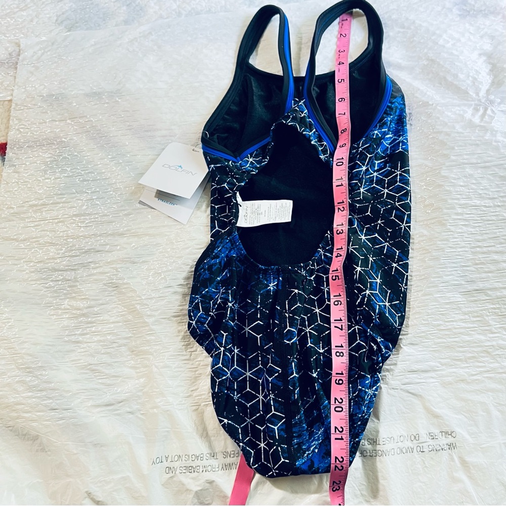 Dolfin women multi color competitive one piece swimwear recycled nylon Sz 28 - Picture 14 of 14